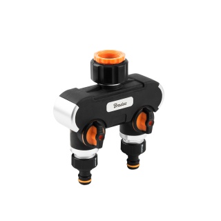 Rozdzielacz 2-drożny / trójnik na kran GW 1"- 3/4" z zaworami HEAVY DUTY