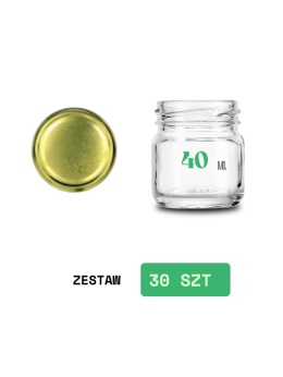 Słoik 40ml fi 43 / Słój to-40 Zgrzewka 30 sztuk + wieczko złote