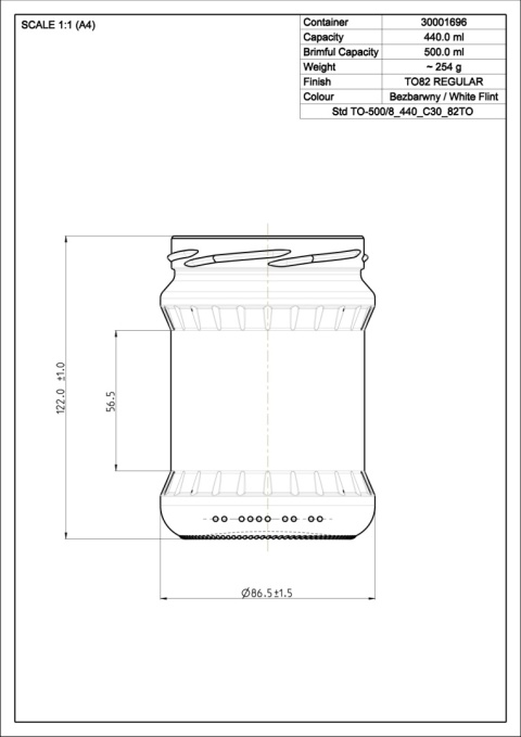 Słoik szklany 500ml FISH zgrzany ( 8 sztuk ) paleta 1632