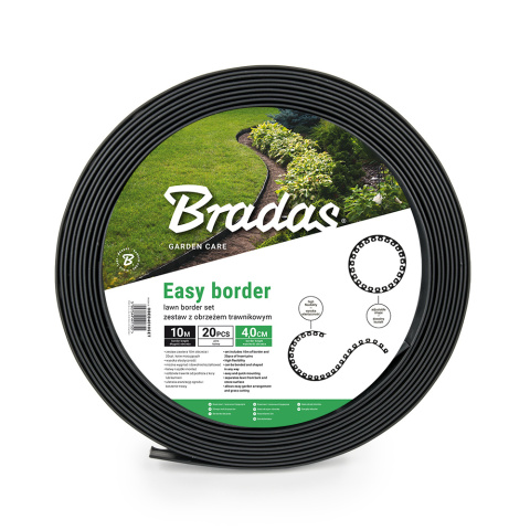 Obrzeże trawnikowe 10m zestaw ze szpilkami (+ 20sztuk ) EASY BORDER - 40mm czarne Obrzeże trawnikowe 10m zestaw ze szpilkami (+ 20sztuk ) EASY BORDER - 40mm czarne