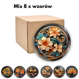 Zakrętki Uniwersalne fi 82 / 6 SREBRNA LILIA MIX karton 750 sztuk