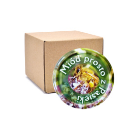 Zakrętki fi 82 DO MIODU PROSTO Z PASIEKI - zielona KARTON 660 sztuk