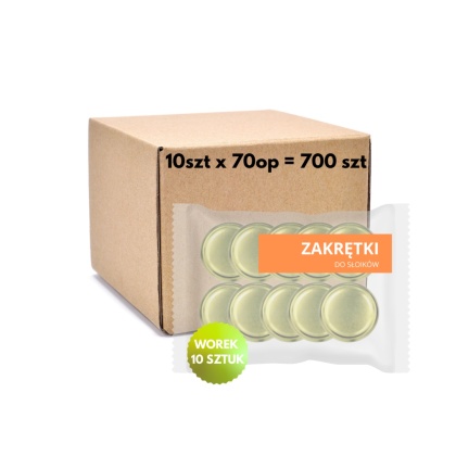 Zakrętki fi 82/6 Złota Wieczka pak. worek 10 sztuk x70 karton 700 sztuk