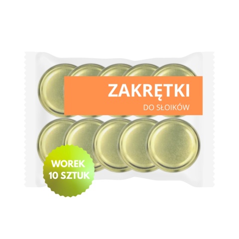 Zakrętki fi 82/6 Złota Wieczka pak. worek 10 sztuk x70 karton 700 sztuk