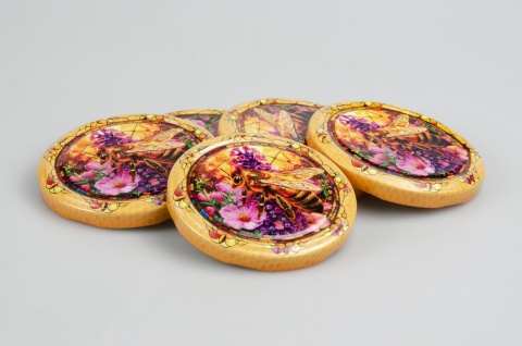 Zakrętki fi 82 do miodu Pszczoła witraż 1 op. 100 sztuk