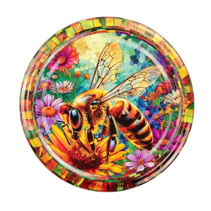 Zakrętki fi 82 do miodu Pszczoła witraż 2 op. 100 sztuk