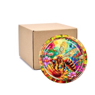 Zakrętki fi 82 do miodu Pszczoła witraż 2 op. 750 sztuk