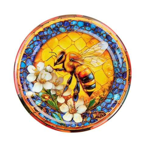 Zakrętki fi 82 do miodu Pszczoła witraż 4 op. 750 sztuk