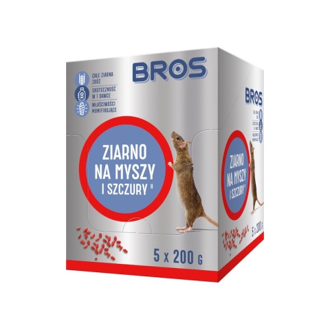 Ziarno przeciwko gryzoniom 1 kg – profesjonalna przynęta na myszy i szczury (5 × 200 g)