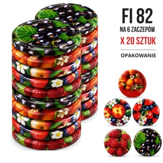 Zakrętki fi 82 Owocowe MIX 20 szt. Konfekcja | Wieczka TO-82 6 zaczepów | Polska produkcja