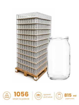 Słoik szkalny 815 ml PALETA 1056 sztuk zgrzewki po 8 sztuk