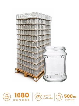 Słoik szklany 500ml 0,5l FISH PALETA 1680 zgrzewki po 10 sztuk