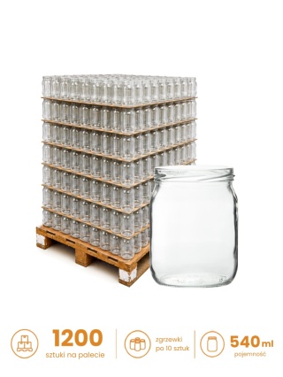 Słoik szklany 540 ml 0,54 PALETA 1200 sztuk zgrzewki po 10 sztuk