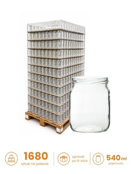 Słoik szklany 540 ml 0,54 PALETA 1680 sztuk zgrzewki po 10 sztuk