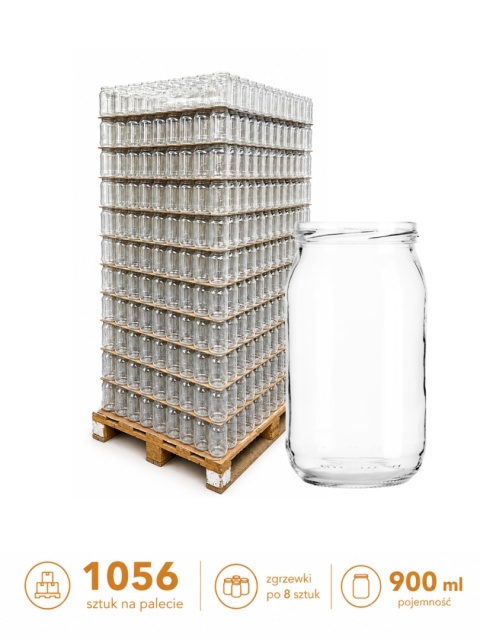 Słoiki 900ml TO-900 PALETA 1056szt zgrzewki po 8 sztuk