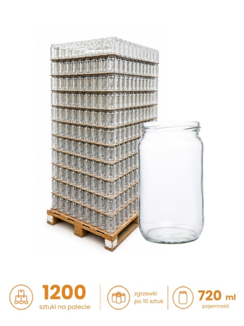 Słoiki szklany FRANCO 720ml PALETA 1200szt zgrzewki po 10 sztuk