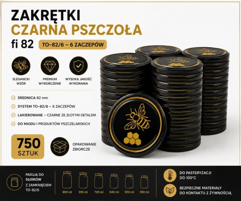 czarne zakrętki do miodu 82