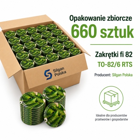 Zakrętki do słoików fi 82 Ogórek z koperkiem 660 szt. | TO-82/6 RTS