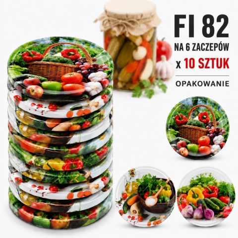 Zakrętki fi 82 Warzywne MIX 10 szt. Konfekcja | Wieczka TO-82 6 zaczepów | Polska produkcja