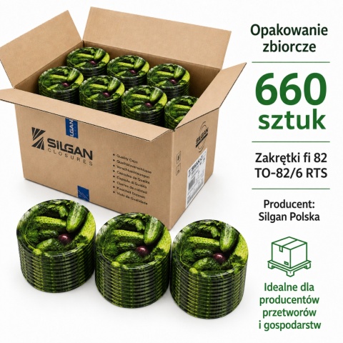 Zakrętki fi 82 Wieczko Ogórek z cebulką karton 660 sztuk