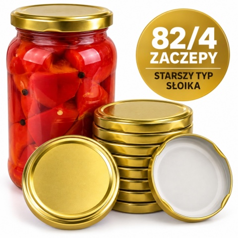 Zakrętki Złote 82 na 4 do starszych słoików
